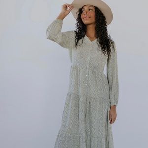 ROOLEE Button Maxi Dress | green/yellow floral